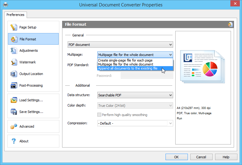 Universal Document Converter als Zusammenführung von PDF-Dateien verwenden