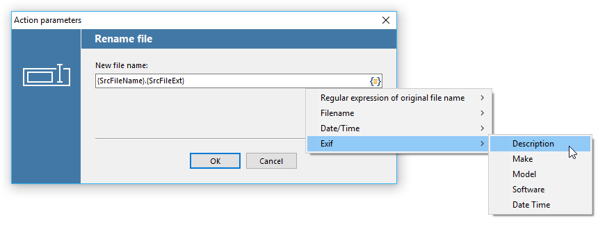 Möglichkeit, EXIF-Daten zu den Dateinamen von Bildern hinzuzufügen