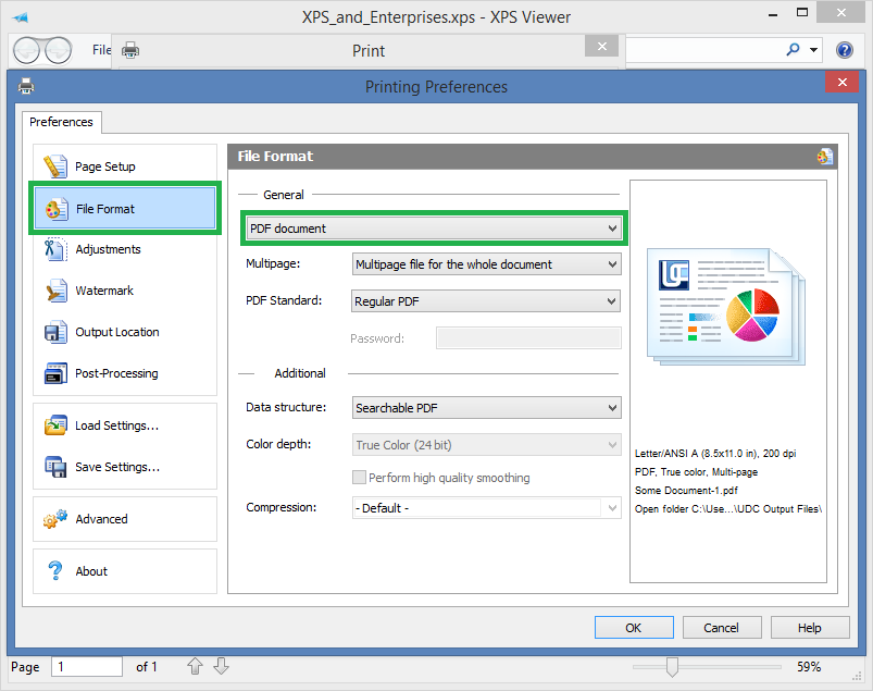 XPS mit Universal Document Converter nach PDF übertragen