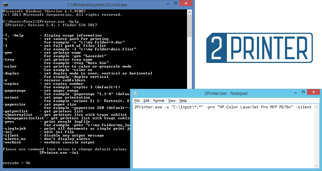 2Printer - Kommandozeilen-Stapeldrucker für Windows